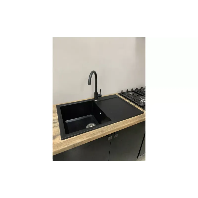 Konyhai mosogató + csaptelep + adagoló Adamant Horizon, Black (1824296901503)