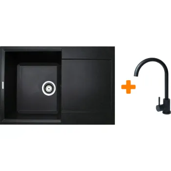Fregadero de cocina + mezclador Adamant Horizon, Black (1824296911503)