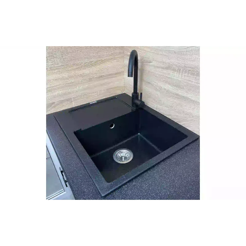 Νιπτήρας κουζίνας + βρύση + διανομέας Adamant Minimal, Black (1824296902303)