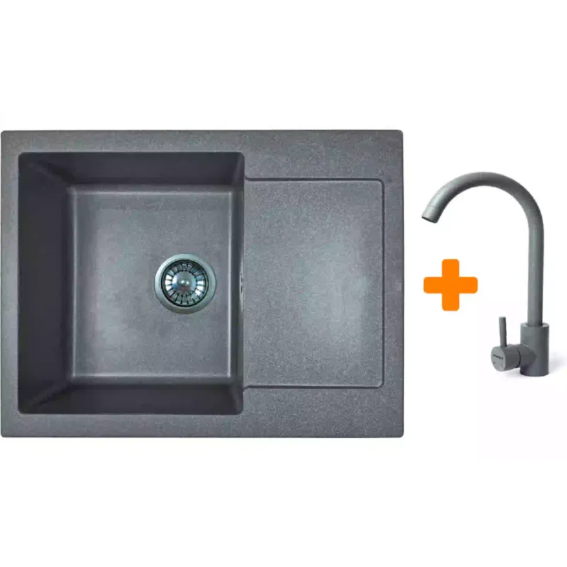 Konyhai mosogató + csaptelep Adamant Minimal, Grey (1824296912304)