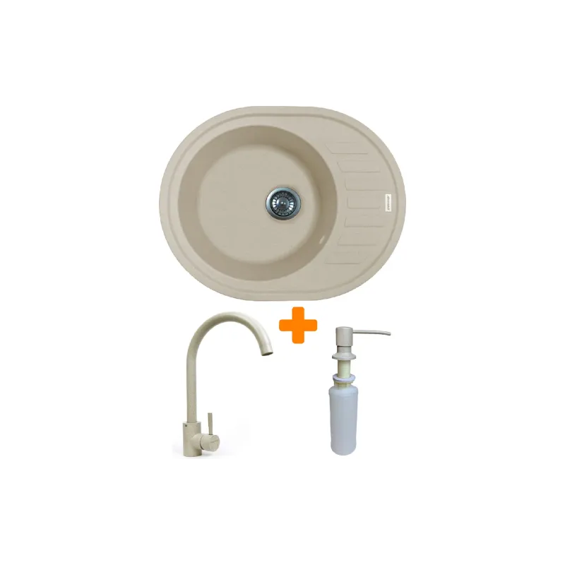 Кухонна мийка + змішувач + дозатор Adamant Ovum Avena (1824296900406), врізна