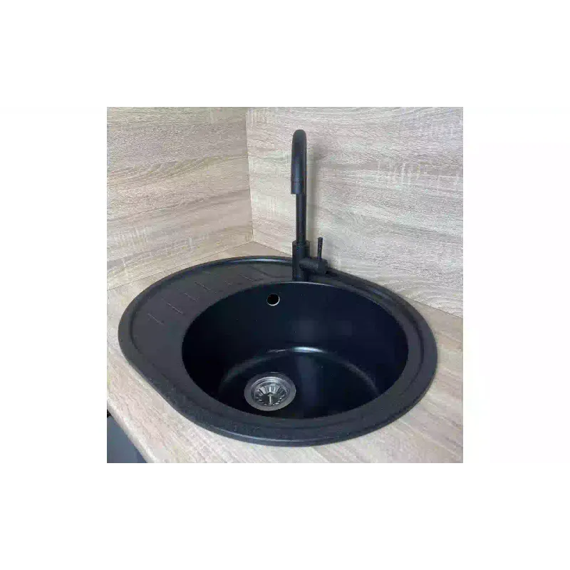 حوض المطبخ + صنبور + موزع Adamant Ovum, Black (1824296900403)