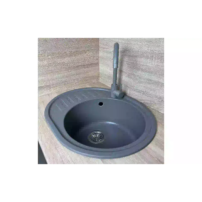 حوض المطبخ + صنبور + موزع Adamant Ovum, Grey (1824296900404)