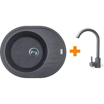 Fregadero de cocina + mezclador Adamant Ovum, Grey (1824296910404)
