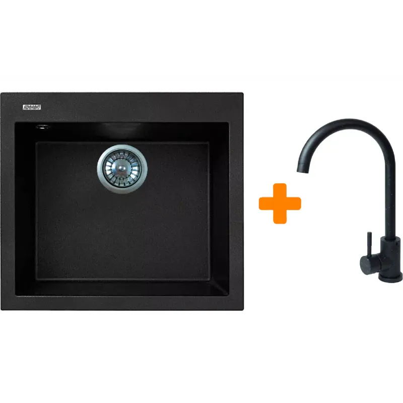Кухненска мивка + смесител Adamant Univer, Black (4824296912103)