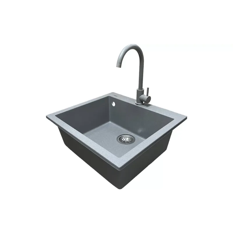 Νιπτήρας κουζίνας + βρύση + διανομέας Adamant Univer, Grey (4824296902104)