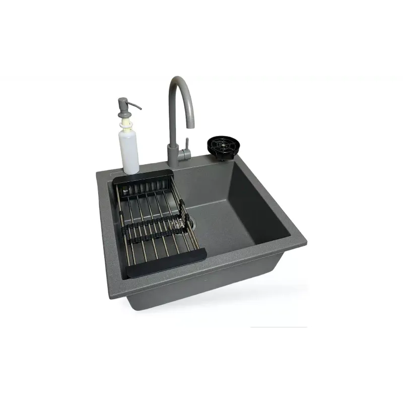 حوض المطبخ + الخلاط Adamant Univer, Grey (4824296106604)