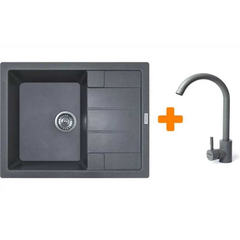 Кухонна мийка + змішувач Adamant Anila (182496910304), врізна, Grey
