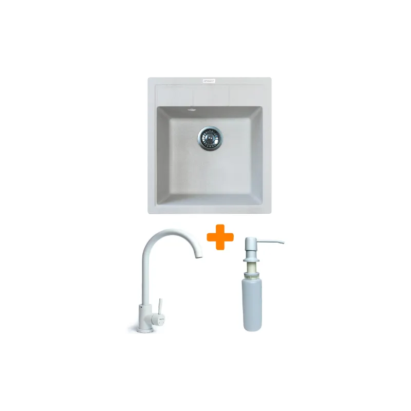 Küchenspüle + Wasserhahn + Spender Adamant Brick, Old Stone (4824296209710)