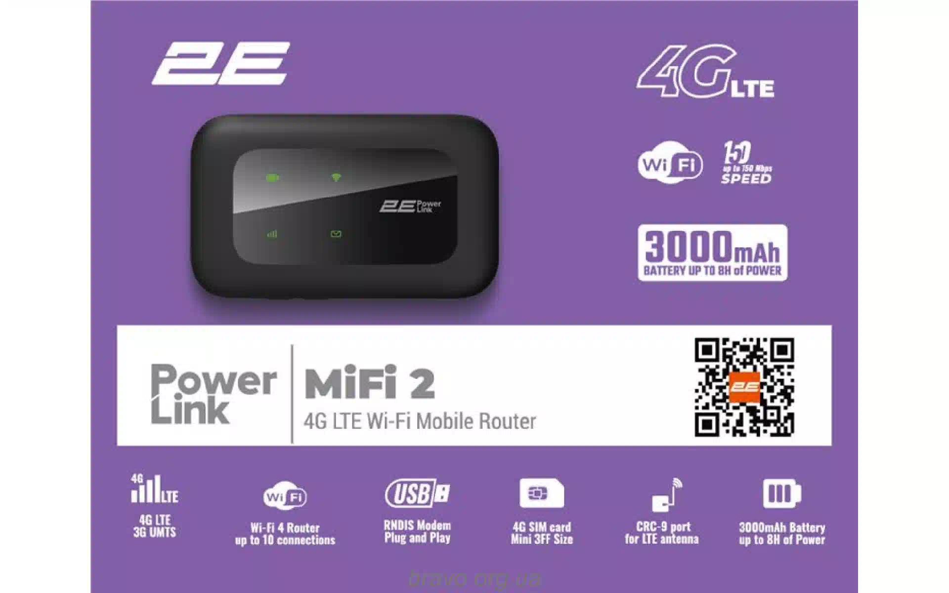 Mobile router 2E 3000 mAh (794300866717), Wi-Fi Mobile router 2E 3000 mAh (794300866717), Wi-Fi