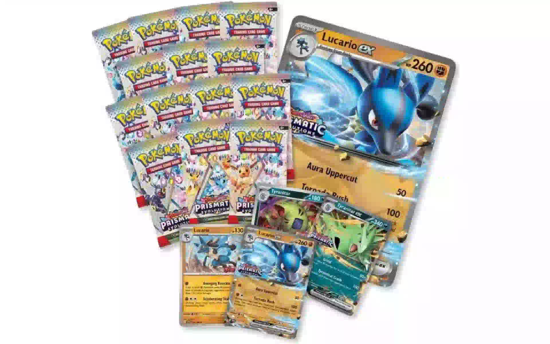 بوكيمون Pokemon TCG Scarlet & Violet Prismatic Evolutions Lucario Ex & Tyranitar Ex Premium Collection Box (196214130029) بوكيمون Pokemon TCG Scarlet & Violet Prismatic Evolutions Lucario Ex & Tyranitar Ex Premium Collection Box (196214130029)