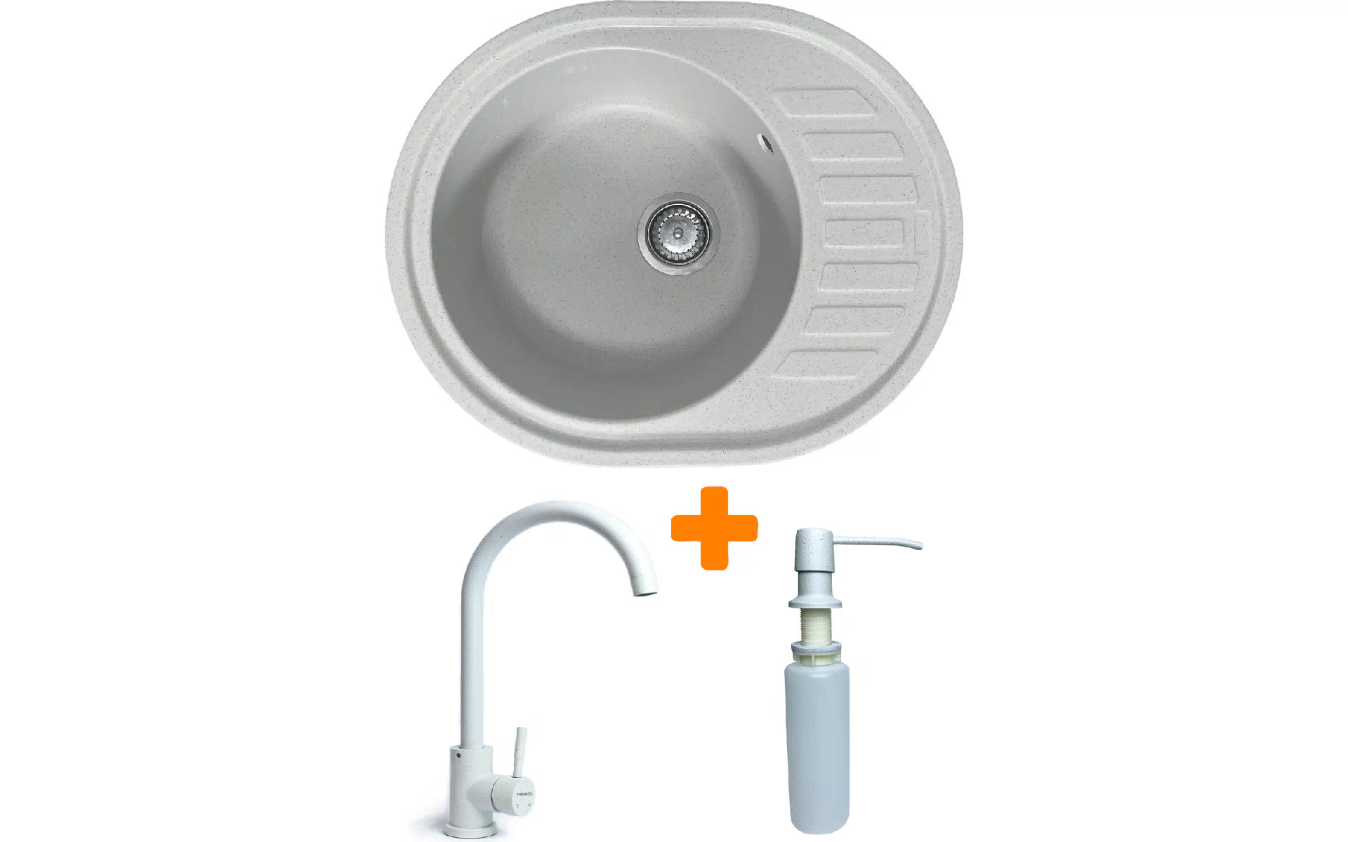 حوض المطبخ + صنبور + موزع Adamant Ovum, Old Stone (1824296900410) حوض المطبخ + صنبور + موزع Adamant Ovum, Old Stone (1824296900410)