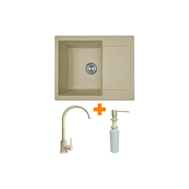 Кухненска мивка + смесител + диспенсър Adamant Minimal, Sahara (1824296902302)