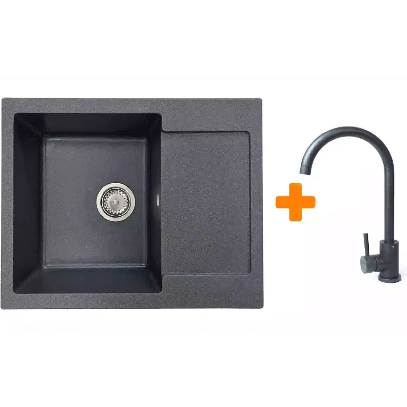 حوض المطبخ + الخلاط Adamant Minimal, Graphite (1824296912313)