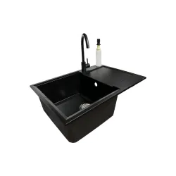 حوض المطبخ + صنبور + موزع Adamant , Black (4824296104503)