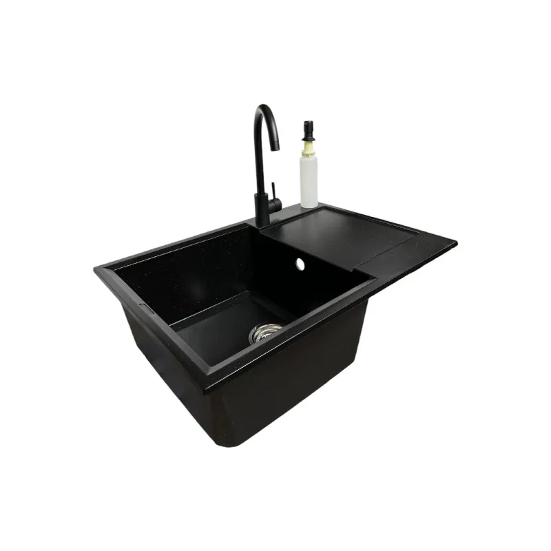 حوض المطبخ + صنبور + موزع Adamant , Black (4824296104503)