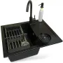 Кухонна мийка + змішувач + дозатор + ополіскувач склянок + коландер Adamant Minimal (4824296106415), Anthracite