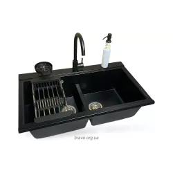 Kitchen sink + faucet + dispenser + glass rinser + colander Adamant Similar (4824296106503), Black Kitchen sink + faucet + dispenser + glass rinser + colander Adamant Similar (4824296106503), Black