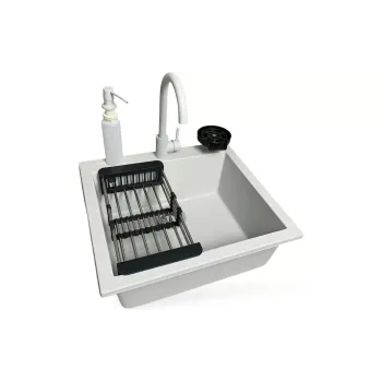 Кухненска мивка + кран + диспенсър + съд за изплакване на чаши + гевгир Adamant Univer, Old Stone (4824296106610)