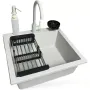 Кухонна мийка + змішувач + дозатор + ополіскувач склянок + коландер Adamant Univer (4824296106610), Old Stone