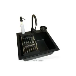 Kitchen sink + faucet + dispenser + glass rinser + colander Adamant Univer (4824296106615), Anthracite Kitchen sink + faucet + dispenser + glass rinser + colander Adamant Univer (4824296106615), Anthracite