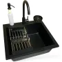 Кухненска мивка + кран + диспенсър + съд за изплакване на чаши + гевгир Adamant Univer, Anthracite (4824296106615)