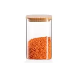 Банка для зберігання Ardesto Midori (AR1370BBS), 700 мл, скло/бамбук, Transparent