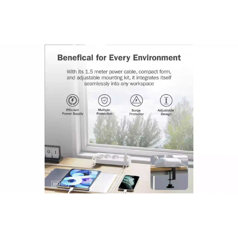 Блок розеток Digitus Office (DA-70626), 1.5 м, White