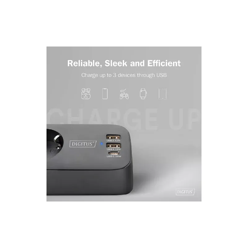Socket block Digitus Office, Black (DA-70625)