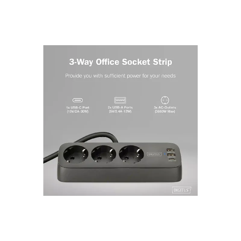 Socket block Digitus Office, Black (DA-70625)