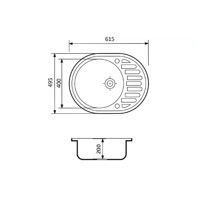حوض المطبخ + صنبور + موزع Adamant Ovum, Graphite (1824296900413)