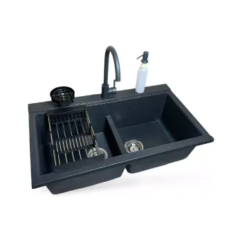 Кухненска мивка + кран + диспенсър + съд за изплакване на чаши + гевгир Adamant Similar, Graphite (4824296106513)