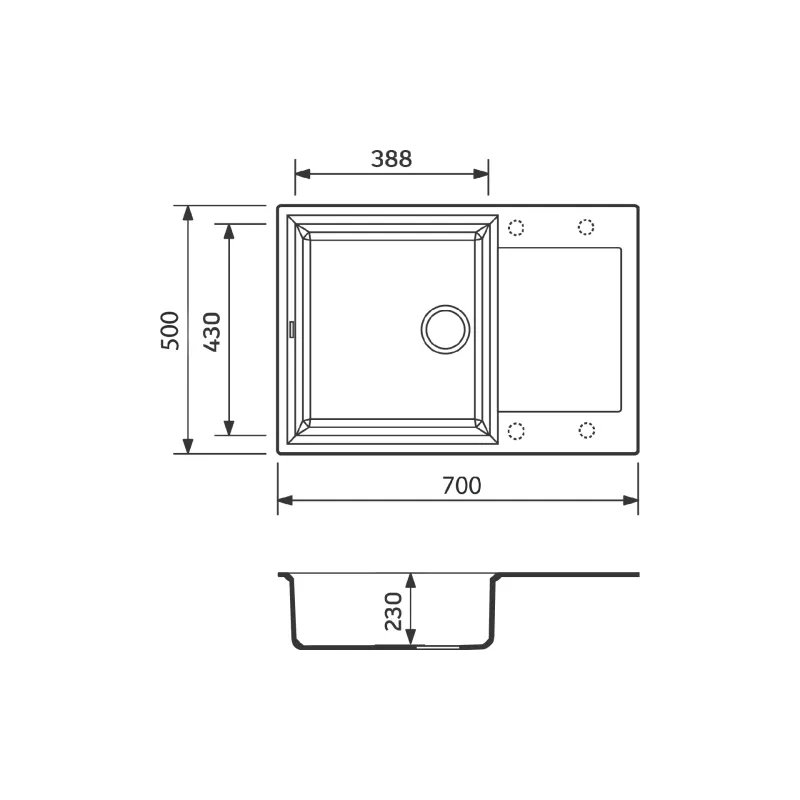 Pia de cozinha + torneira + dispensador Adamant Horizon Medium, Graphite (4824296104513)