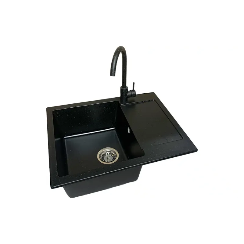 Küchenspüle + Wasserhahn + Wasserspender + Glasspülbecken + Sieb Adamant Minimal, Black (4824296106403)