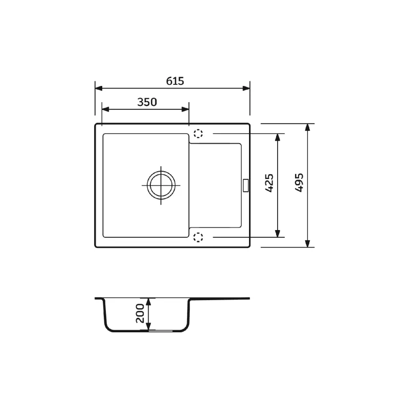 Küchenspüle + Wasserhahn + Wasserspender + Glasspülbecken + Sieb Adamant Minimal, Black (4824296106403)
