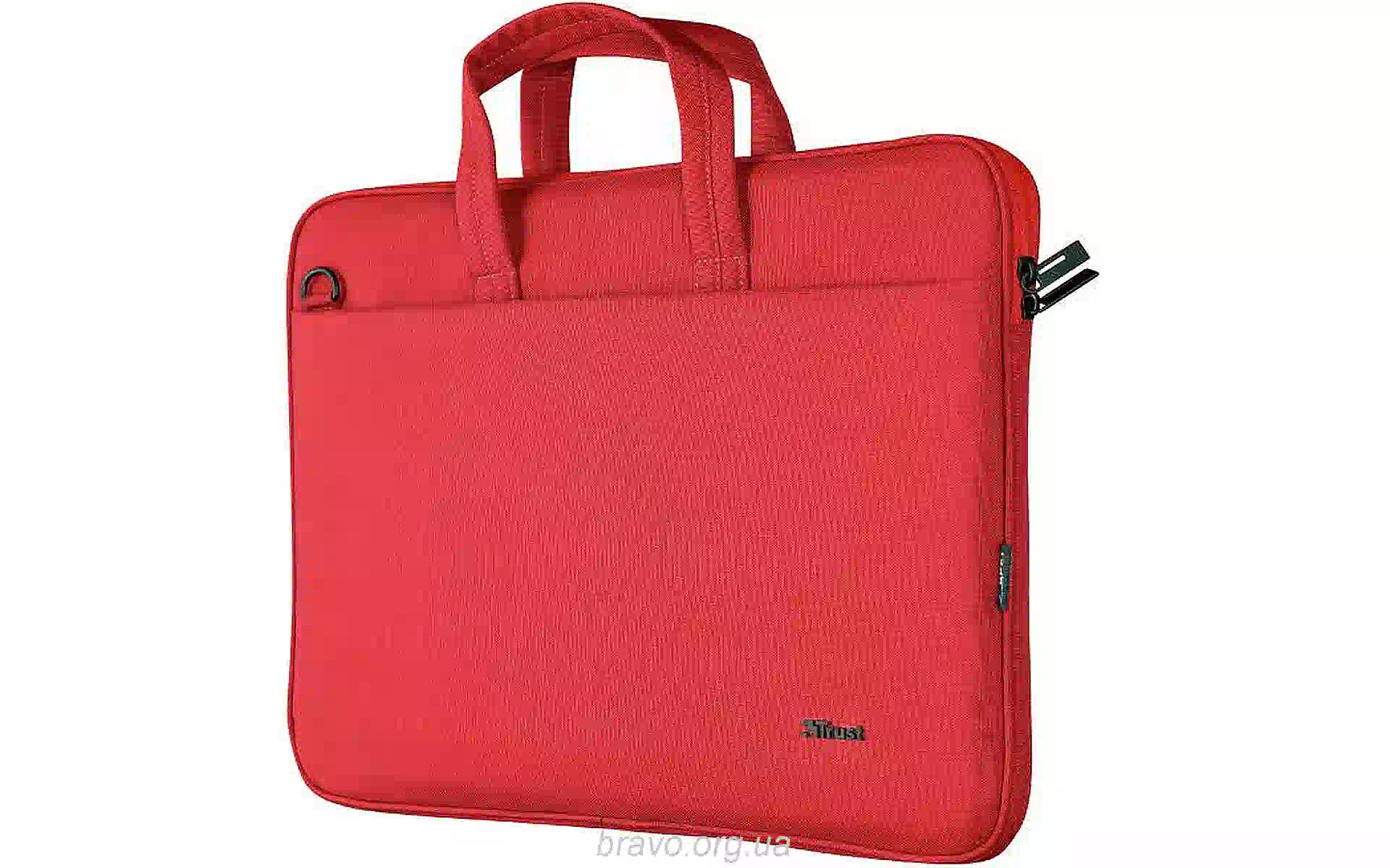 Чанта за лаптоп Trust Bologna Slim Laptop Bag, Red (24449) Чанта за лаптоп Trust Bologna Slim Laptop Bag, Red (24449)