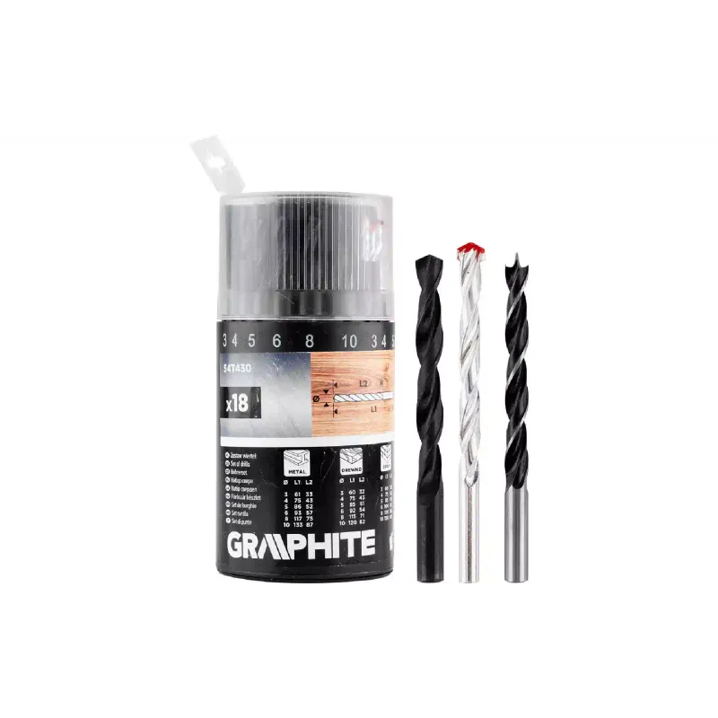 A set of drills for metal, wood, and brick Graphite (54T430), 3 - 10 mm