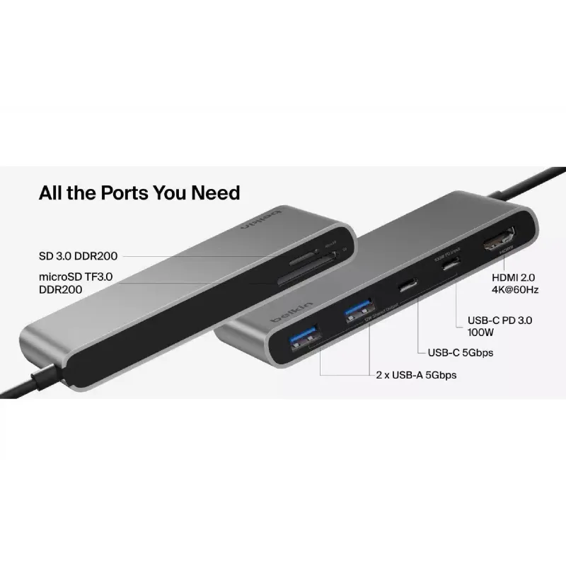 USB-хаб Belkin Multiport Dock, USB-C (AVC023HQSGY)