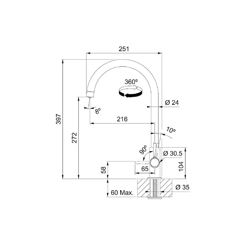 Змішувач для кухні Franke Lina J Clear Water 2.0 (120.0730.806), Chrome