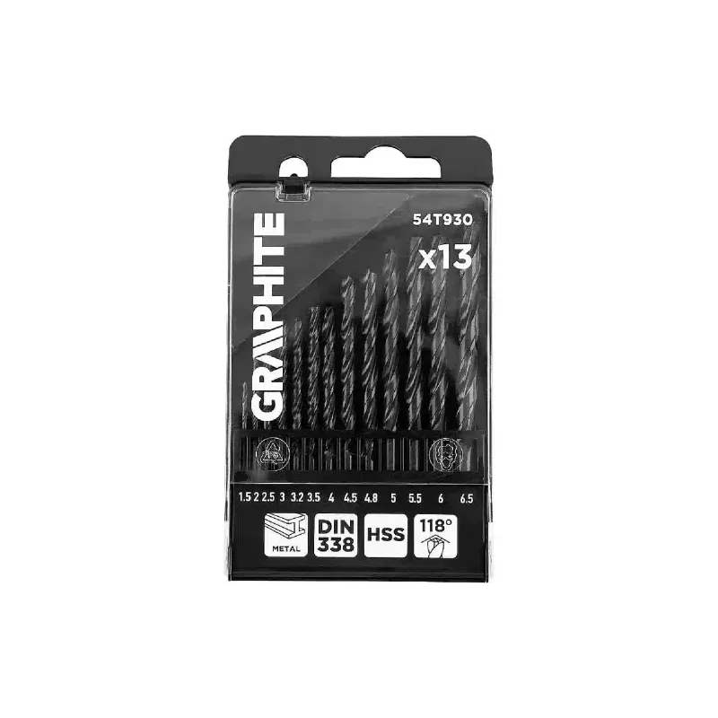 Набір свердел по металу Graphite (54T930), 1.5 - 6.5 мм, 13 шт