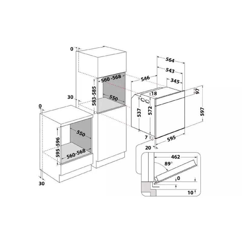 Духовой шкаф Whirlpool, 73 л (WOI7A8PT1SB)