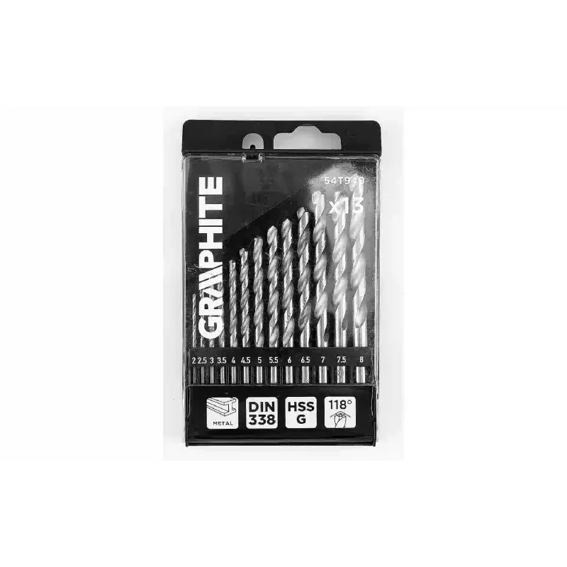 Set of drill bits for metal Graphite (54T940), 2 - 8 mm