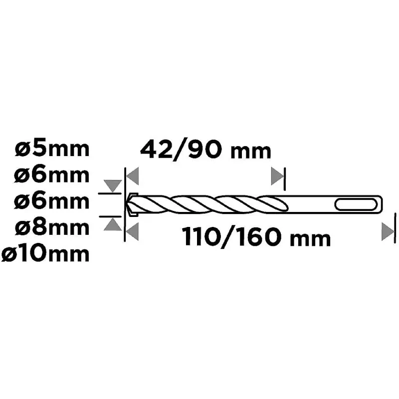 Набір свердел по бетону Graphite SDS Plus (56T169), 5 шт