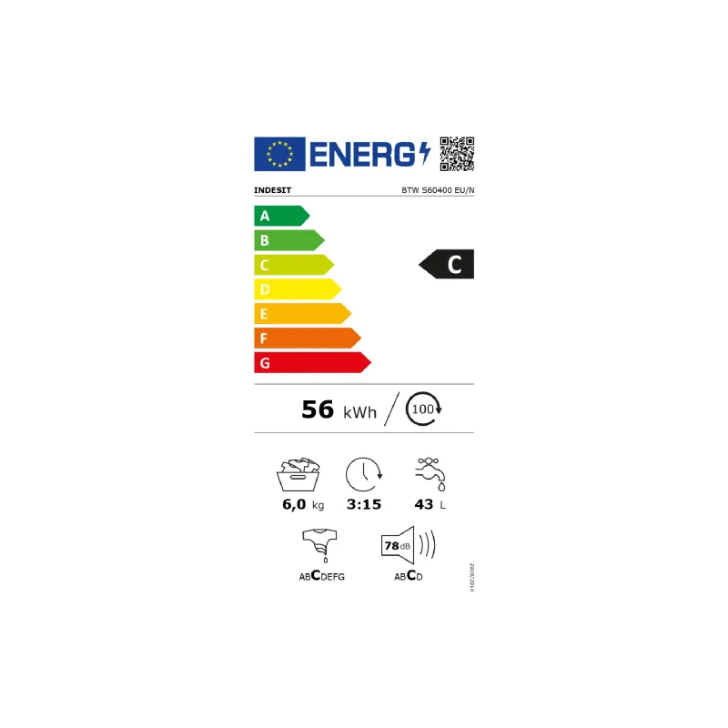Washing machine Indesit (BTWS60400EU/N), White
