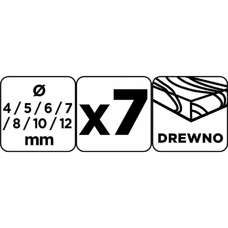 Набір свердел по дереву Graphite (54T573), 4 - 12 мм х300 мм, 7 шт