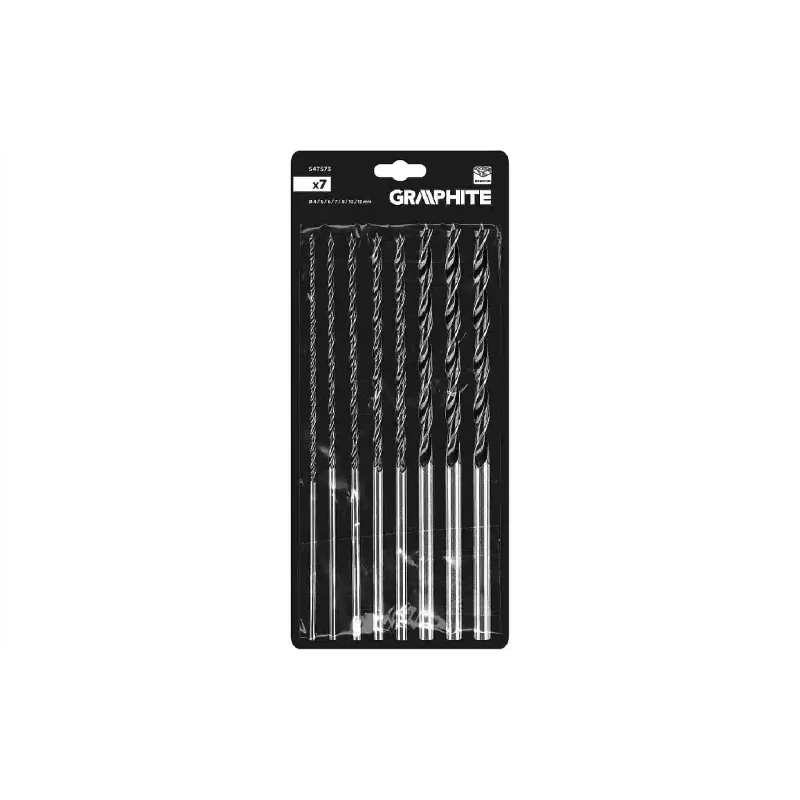 Набір свердел по дереву Graphite (54T573), 4 - 12 мм х300 мм, 7 шт