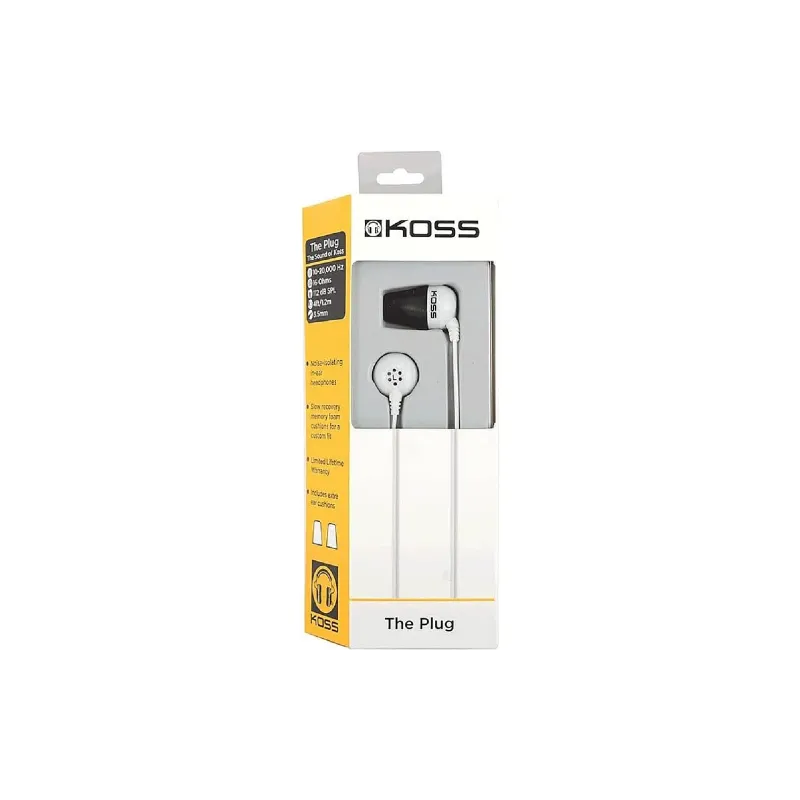 Auriculares intraaurales Koss The Plug Noise Isolating, White (196809.101)