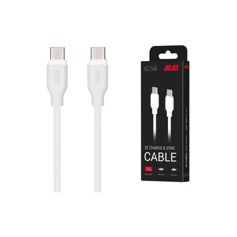 Кабель зарядки и синхронизации 2E USB-C - USB-C, 1 м (2E-CCCC2-WH)