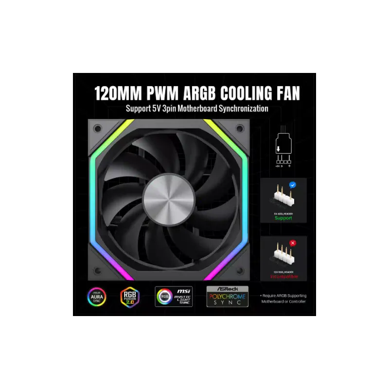 Корпусний вентилятор Gamemax  Black (FN12A-N2)