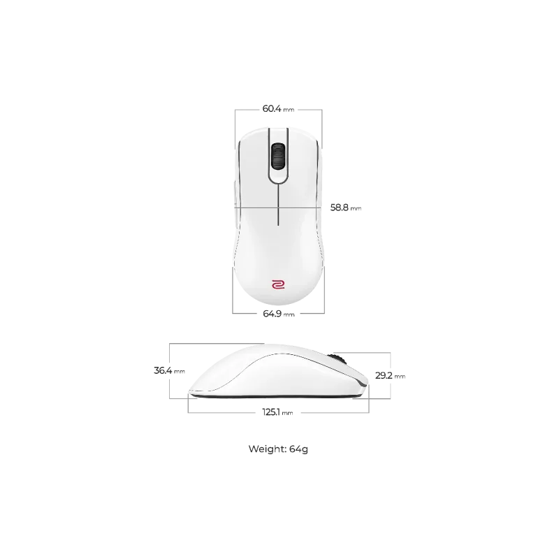 Миша Zowie (9H.N4MBE.A3E), бездротова, White